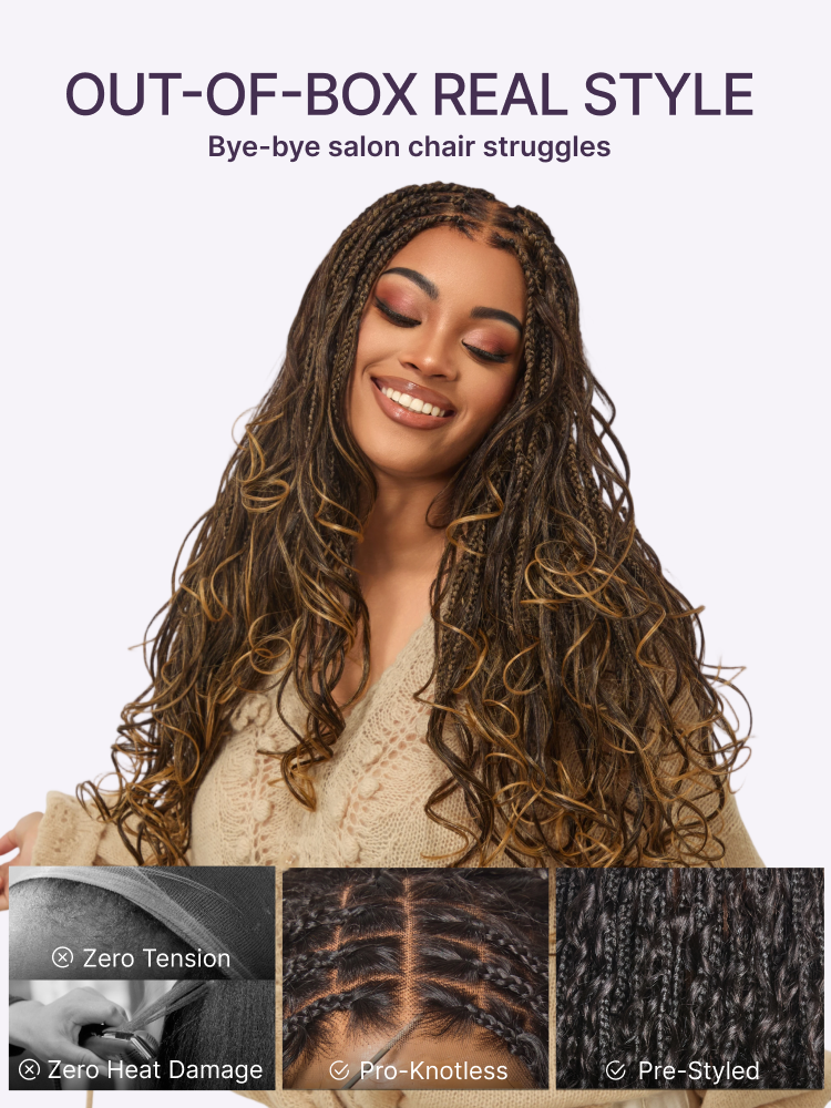 💖 Last Day: 73% 🎉 Salon Braids HD Lace Knotless Wig 💋