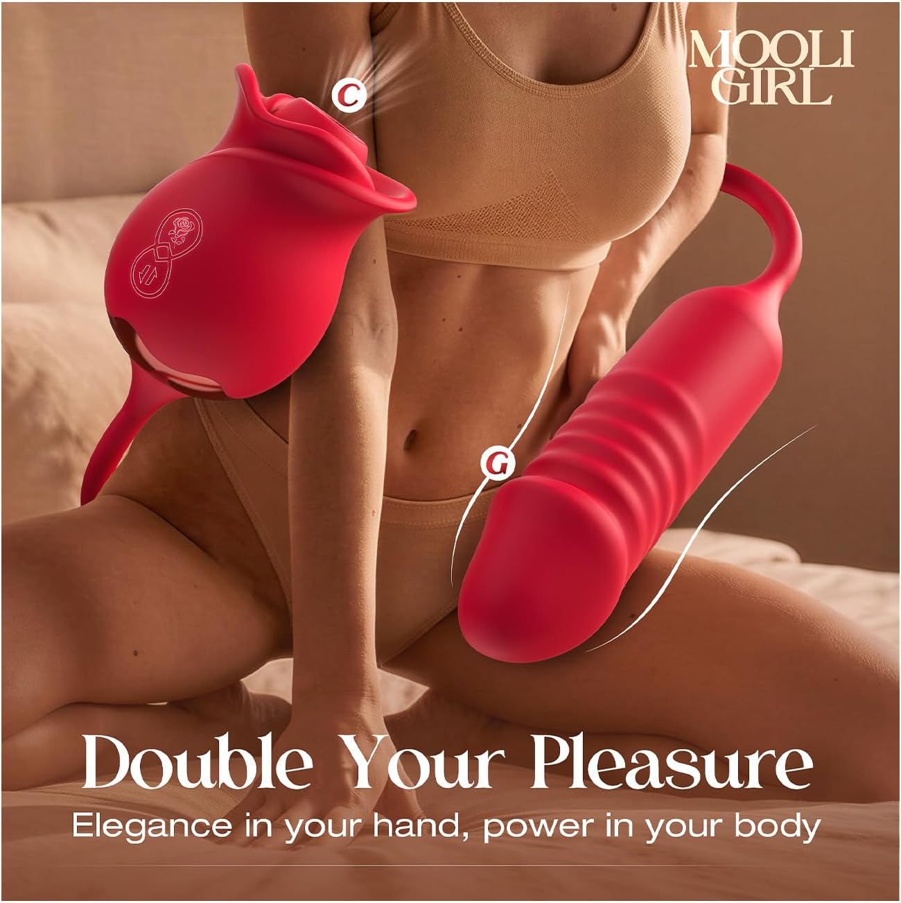 🌹 APP-Control Rose Vibrator  📱 Smart APP Control-Powerful Clitoral Suction-G-Spot Thrusting Stimulation-10 Exciting Modes