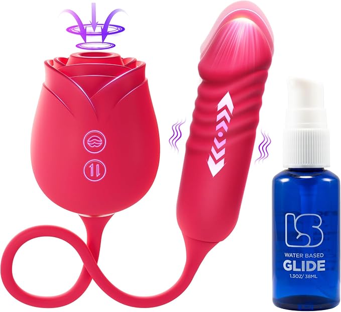 🌹 APP-Control Rose Vibrator  📱 Smart APP Control-Powerful Clitoral Suction-G-Spot Thrusting Stimulation-10 Exciting Modes