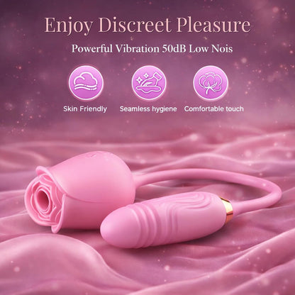 🌹 APP-Control Rose Vibrator  📱 Smart APP Control-Powerful Clitoral Suction-G-Spot Thrusting Stimulation-10 Exciting Modes